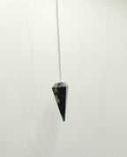 Kambaba Jasper Pendulum w/Silver Plated Chain & Clear Quartz