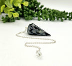 Snowflake Obsidian Pendulum w/Silver Plated Chain