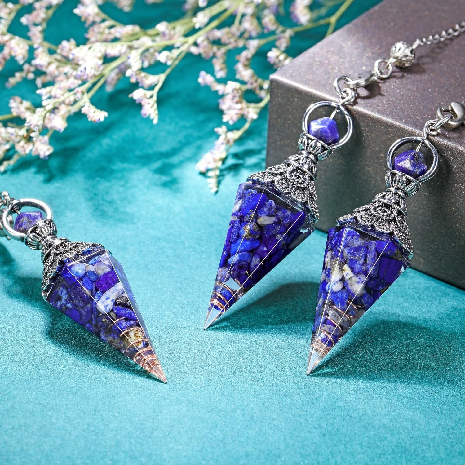 Faceted Natural Lapis Lazuli Crystal Pendulum for Dowsing, Scrying, Divination, Meditation