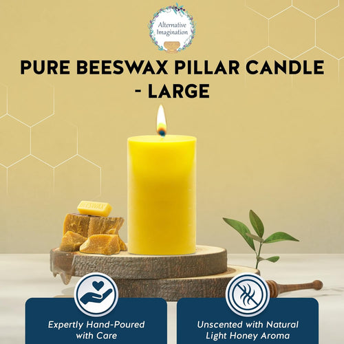 100% Pure Beeswax Large Pillar Candle – 3x6 inch