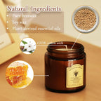 THREE All Natural Soy and Beeswax Jar Candles - Vanilla, Sage & Citronella Scented with Essential Oils - 3 pcs, 3.5oz each