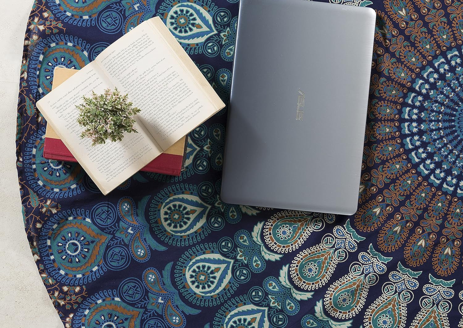 round Tapestry Set of 2, Wall Hanging Ombre Hippie Mandala Bohemian Hippy Intricate Indian Tapestries Tablecloth 70 Inches,(178Cm) Purple & Blue