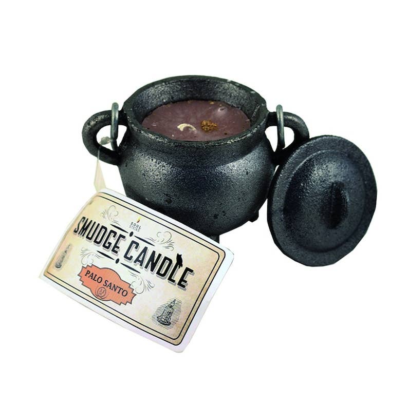 Cast Iron Cauldron & Smudge Candle - Palo Santo - 4"