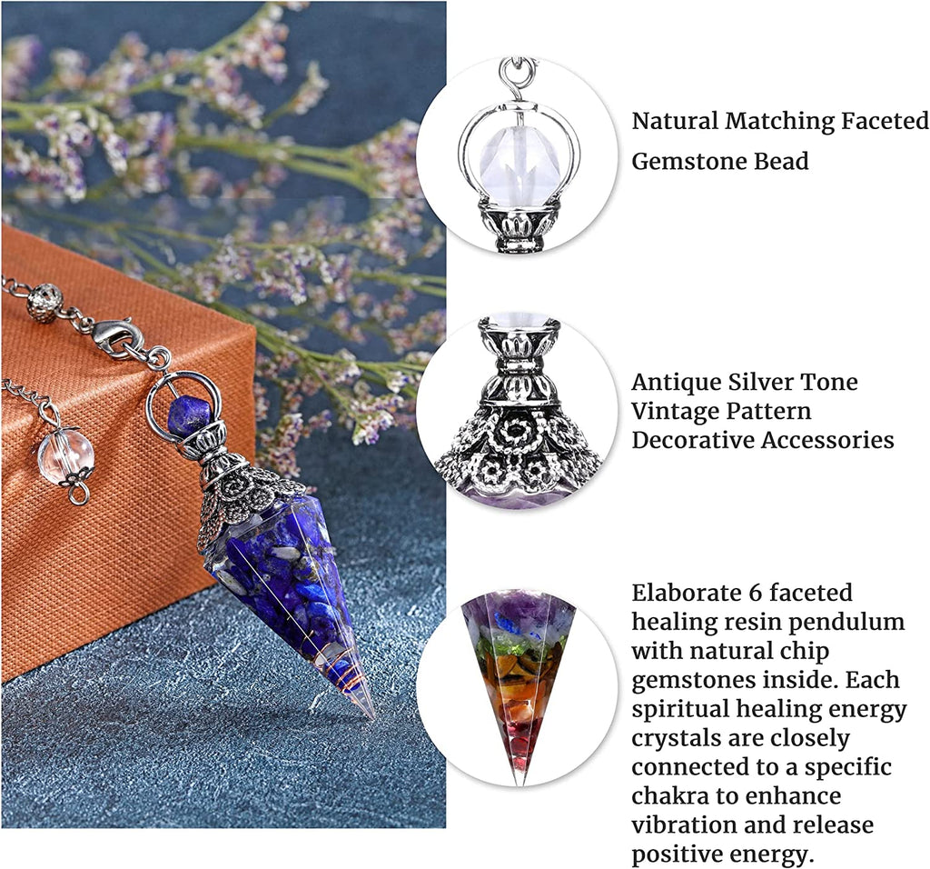 Faceted Natural Lapis Lazuli Crystal Pendulum for Dowsing, Scrying, Divination, Meditation