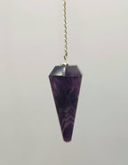 Chevron Amethyst Pendulum w/Silver Plated Chain