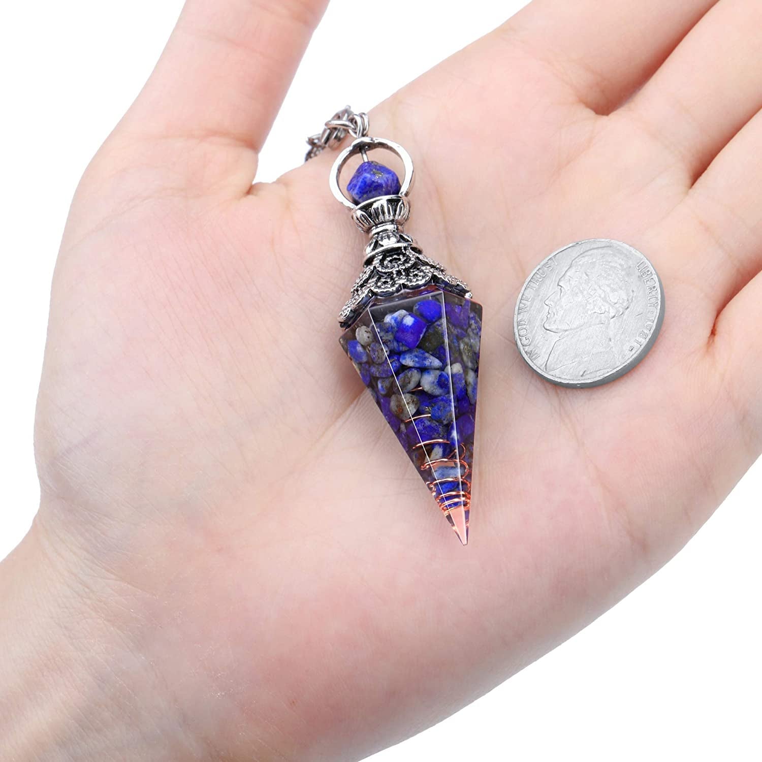 Faceted Natural Lapis Lazuli Crystal Pendulum for Dowsing, Scrying, Divination, Meditation