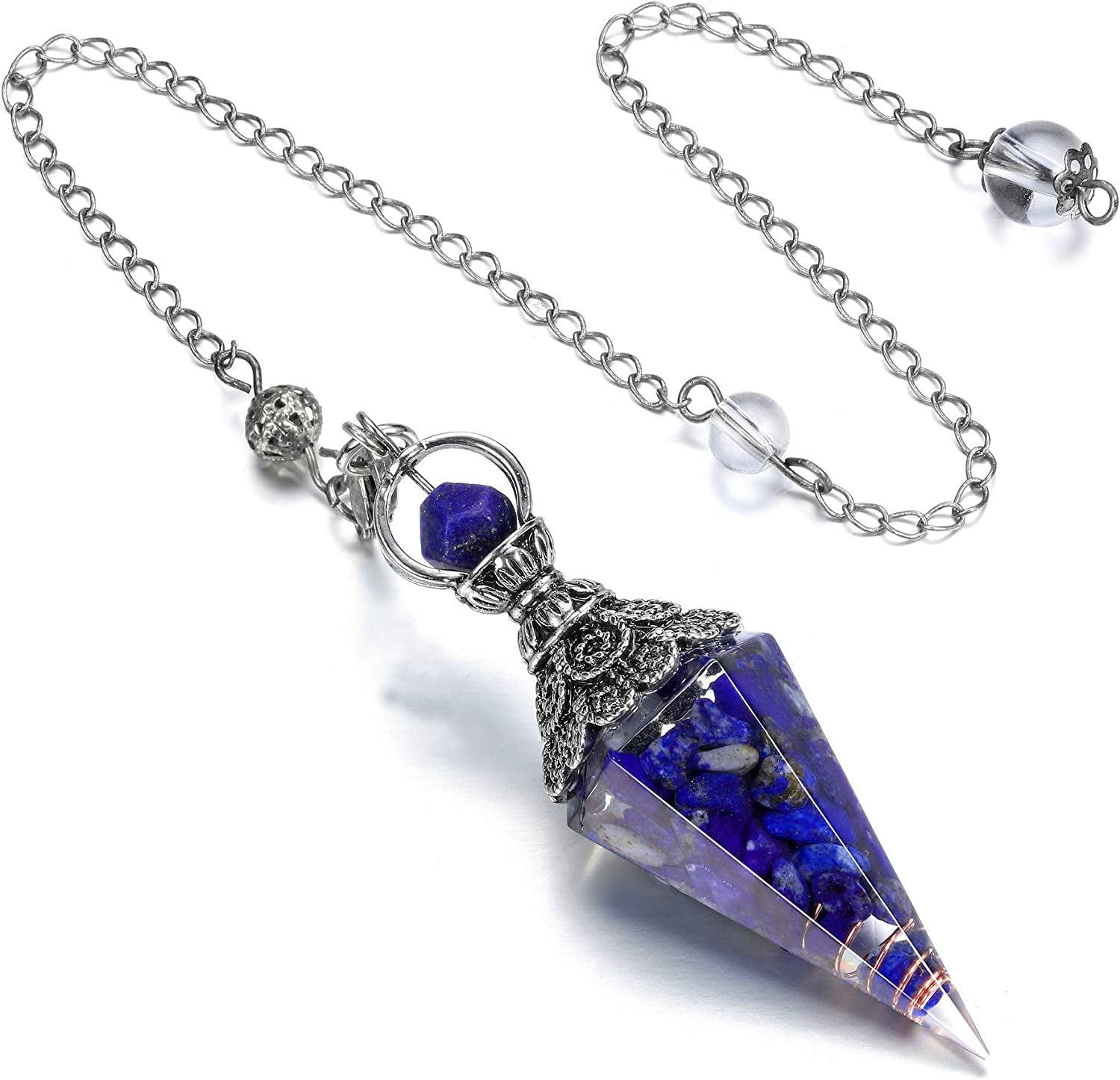 Faceted Natural Lapis Lazuli Crystal Pendulum for Dowsing, Scrying, Divination, Meditation