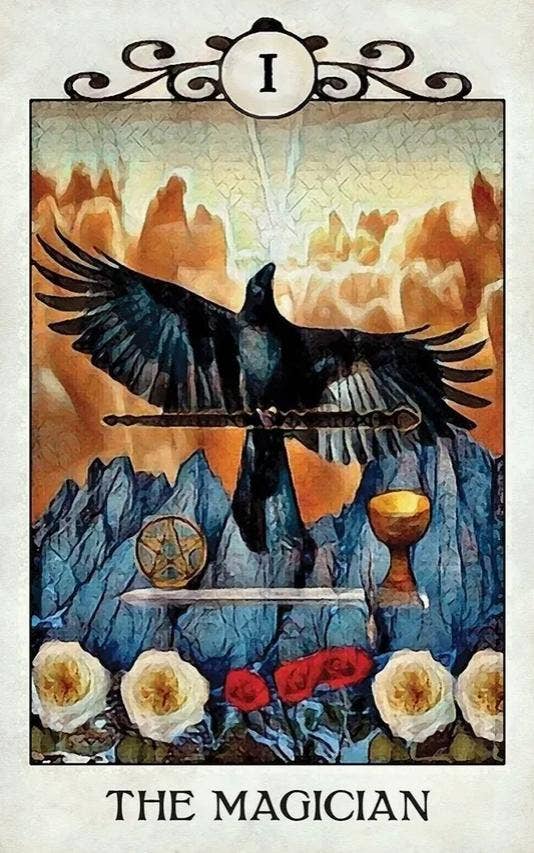 Crow Tarot deck and guidebook by MJ Cullinane