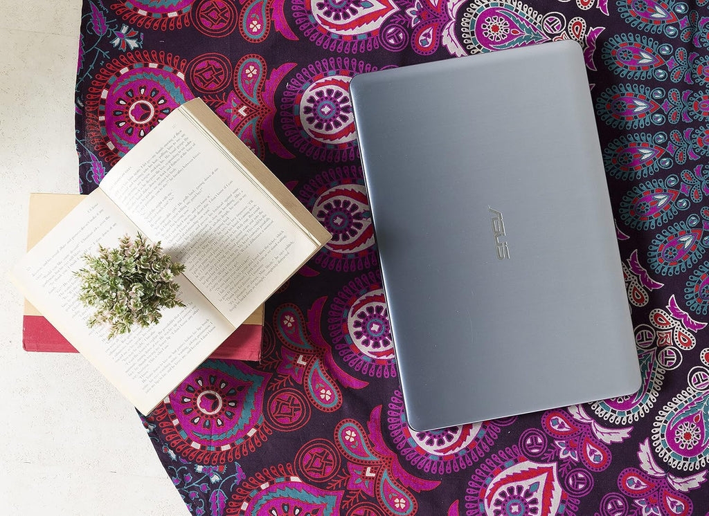 round Tapestry Set of 2, Wall Hanging Ombre Hippie Mandala Bohemian Hippy Intricate Indian Tapestries Tablecloth 70 Inches,(178Cm) Purple & Blue