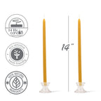 14 Inch - Handmade All Natural Beeswax Taper Candles - Honey Scent 4 Pack