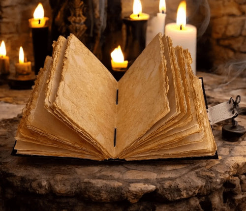 Blank Leather Journal - Fox Printed, Handstiched Binding, Brass Closure and Handmade Paper