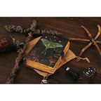 Blank Leather Journal - Luna Moths Printed, Handstiched Binding, Brass Closure and Handmade Paper