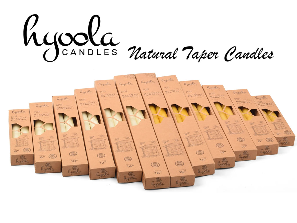 14 Inch - Handmade All Natural Beeswax Taper Candles - Honey Scent 4 Pack