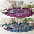round Tapestry Set of 2, Wall Hanging Ombre Hippie Mandala Bohemian Hippy Intricate Indian Tapestries Tablecloth 70 Inches,(178Cm) Purple & Blue