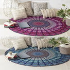 round Tapestry Set of 2, Wall Hanging Ombre Hippie Mandala Bohemian Hippy Intricate Indian Tapestries Tablecloth 70 Inches,(178Cm) Purple & Blue