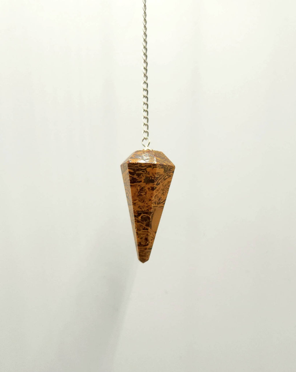 Calligraphy Jasper Pendulum w/Silver Plated Chain