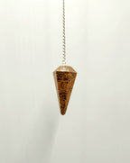 Calligraphy Jasper Pendulum w/Silver Plated Chain
