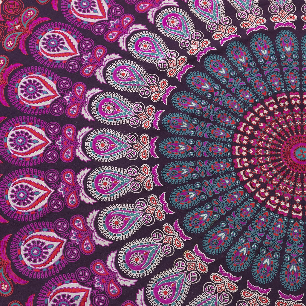 round Tapestry Set of 2, Wall Hanging Ombre Hippie Mandala Bohemian Hippy Intricate Indian Tapestries Tablecloth 70 Inches,(178Cm) Purple & Blue