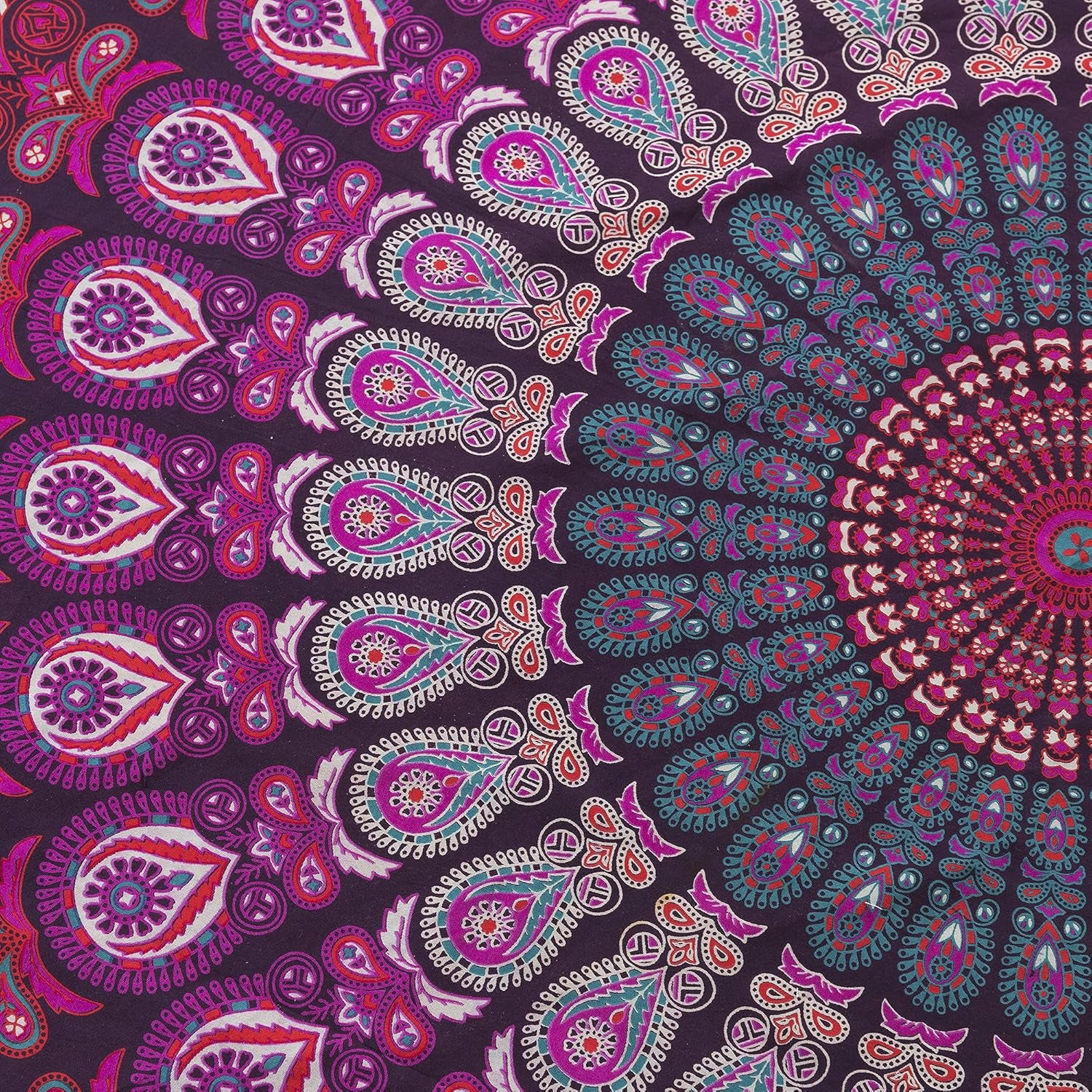 round Tapestry Set of 2, Wall Hanging Ombre Hippie Mandala Bohemian Hippy Intricate Indian Tapestries Tablecloth 70 Inches,(178Cm) Purple & Blue