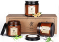 THREE All Natural Soy and Beeswax Jar Candles - Vanilla, Sage & Citronella Scented with Essential Oils - 3 pcs, 3.5oz each