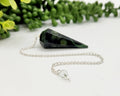 Kambaba Jasper Pendulum w/Silver Plated Chain & Clear Quartz