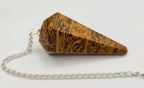 Calligraphy Jasper Pendulum w/Silver Plated Chain