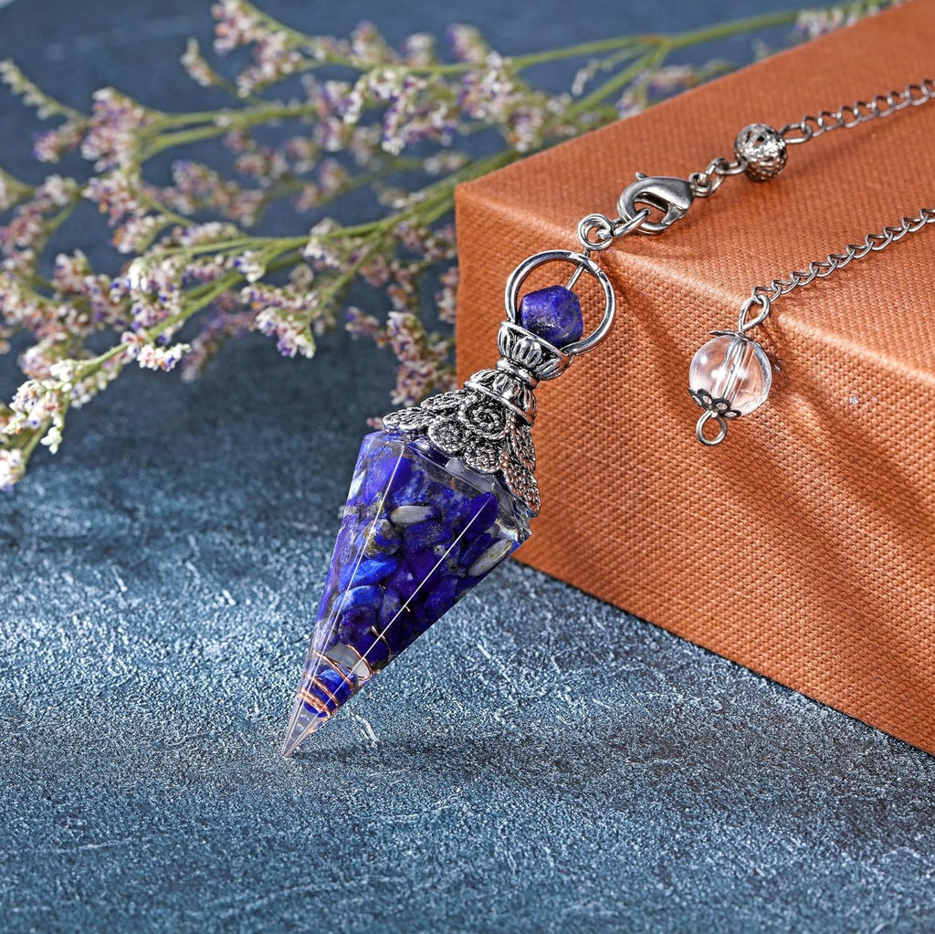 Faceted Natural Lapis Lazuli Crystal Pendulum for Dowsing, Scrying, Divination, Meditation