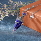 Faceted Natural Lapis Lazuli Crystal Pendulum for Dowsing, Scrying, Divination, Meditation