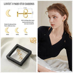 3 Pairs - Tiny Crescent Moon Stud Earrings - Crafted from S925 Sterling Silver with 18K Gold Plated - Hypoallergenic Post