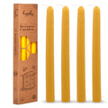 14 Inch - Handmade All Natural Beeswax Taper Candles - Honey Scent 4 Pack