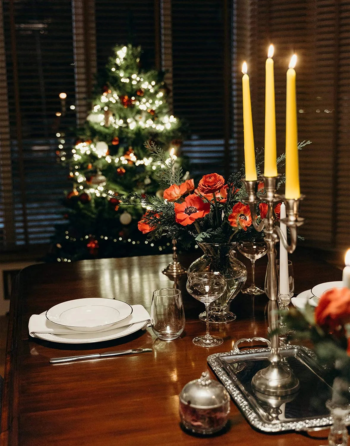 14 Inch - Handmade All Natural Beeswax Taper Candles - Honey Scent 4 Pack